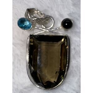 925 Smokey Quartz Topaz Onyx Pendant Charged By Full Moonlight